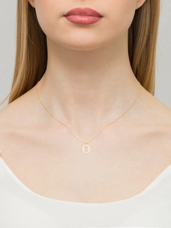 Naszyjnik z żółtego złota z diamentem 0,005ct mała literka O The Diamonds BC-69-mała-O