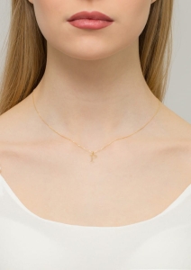 Naszyjnik z żółtego złota z diamentem 0,005ct mała literka P The Diamonds BC-69-mała-P