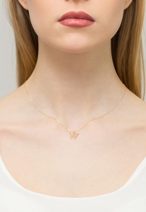 Naszyjnik z żółtego złota z diamentem 0,005ct mała literka W The Diamonds BC-69-małe-W