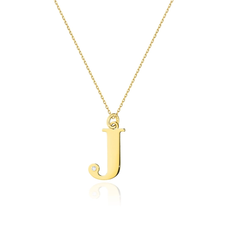 Naszyjnik z żółtego złota z diamentem 0,005ct mała literka J The Diamonds BC-69-mała-J