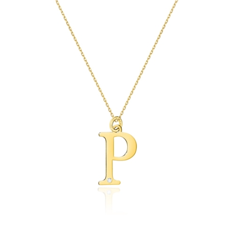 Przejdź do produktu Naszyjnik z żółtego złota z diamentem 0,005ct duża litera P The Diamonds