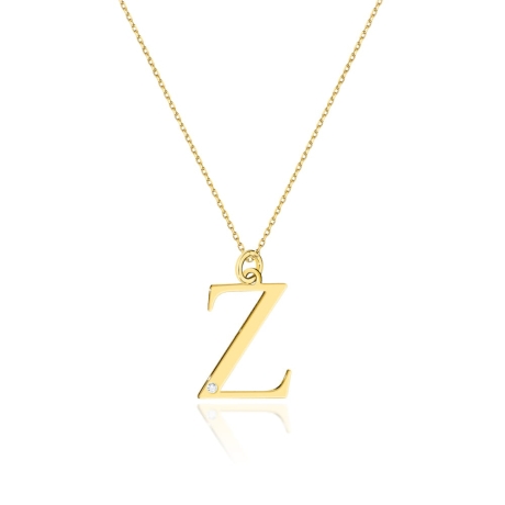 Przejdź do produktu Naszyjnik z żółtego złota z diamentem 0,005ct duża litera Z The Diamonds 