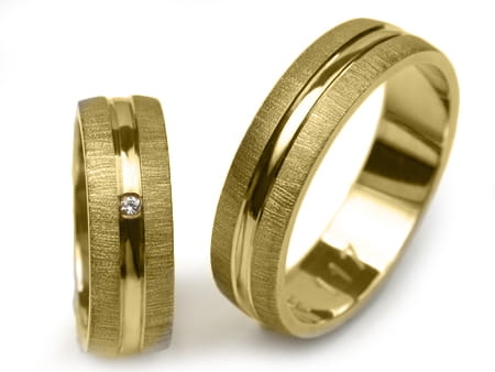 Obrączki ślubne z żółtego złota półokrągłe z cyrkonią 6mm Estetic E117