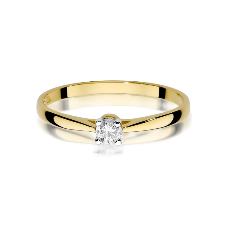 Pierścionek zaręczynowy z żółtego złota z diamentem 0,15ct Fire Of Love BW-335