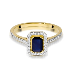 Pierścionek zaręczynowy z żółtego złota z szafirem i diamentami 0,19ct Fire Of Love BW-403-szafir
