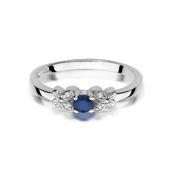 Pierścionek zaręczynowy z białego złota z szafirem i diamentami 0,02ct Fire Of Love BW-414-szafir-b