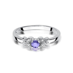 Pierścionek zaręczynowy z białego złota z tanzanitem i diamentami 0,02ct Fire Of Love BW-414-tanzanit-b