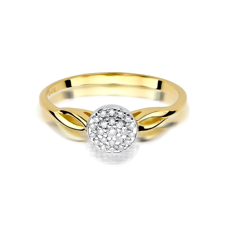 Pierścionek zaręczynowy z żółtego złota z diamentami 0,12ct Fire Of Love BW-421