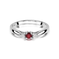 Pierścionek zaręczynowy z białego złota z rubinem i diamentami 0,03ct Fire Of Love BW-428-rubin-b