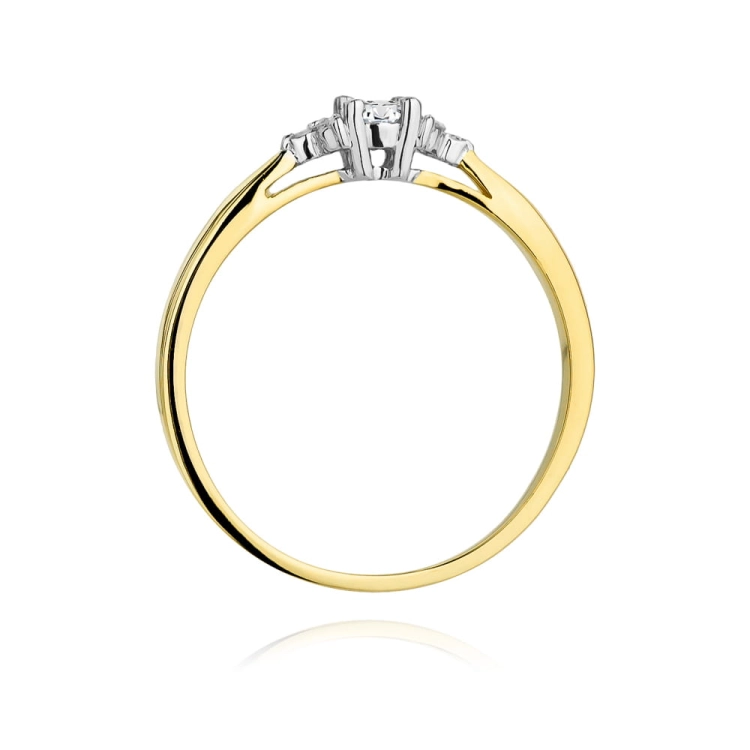 Pierścionek zaręczynowy z żółtego złota z diamentami 0,13ct Fire Of Love BW-428