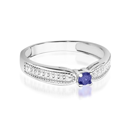 Przejdź do produktu Pierścionek zaręczynowy z białego złota z tanzanitem i diamentami 0,09ct Fire Of Love
