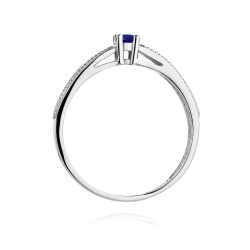 Pierścionek zaręczynowy z białego złota z tanzanitem i diamentami 0,09ct Fire Of Love BW-449-tanzanit-b