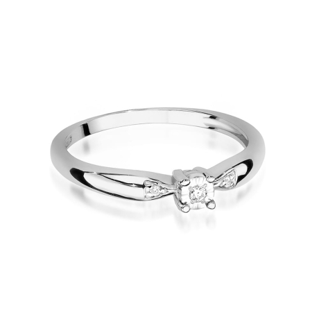 Przejdź do produktu Pierścionek zaręczynowy z białego złota z diamentami 0,03ct Fire Of Love 