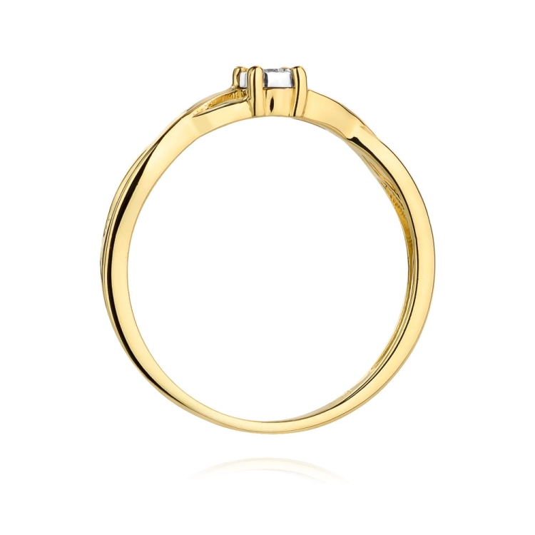 Pierścionek zaręczynowy z żółtego złota z diamentem 0,03ct Fire Of Love BW-370