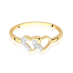 Pierścionek zaręczynowy z żółtego złota z diamentami 0,06ct Fire Of Love BW-500