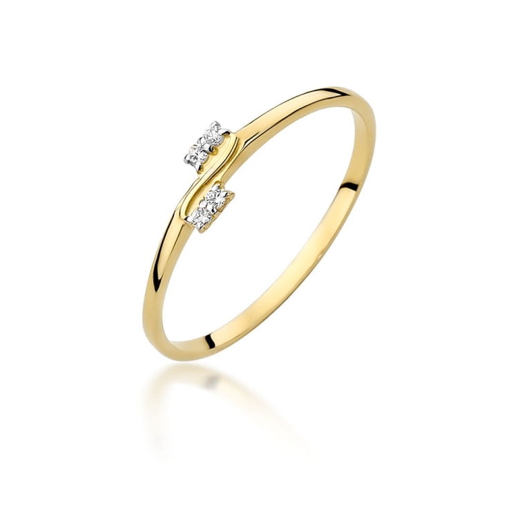 Pierścionek zaręczynowy z żółtego złota z diamentami 0,03ct Fire Of Love BW-505