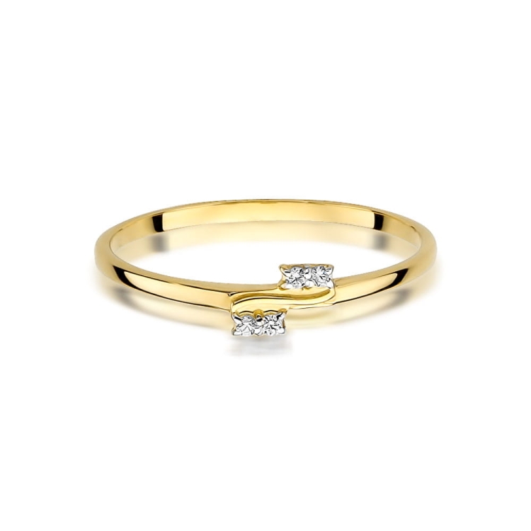 Pierścionek zaręczynowy z żółtego złota z diamentami 0,03ct Fire Of Love BW-505