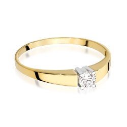 Pierścionek zaręczynowy z żółtego złota z diamentem 0,10ct Fire Of Love BW-524-0,10ct