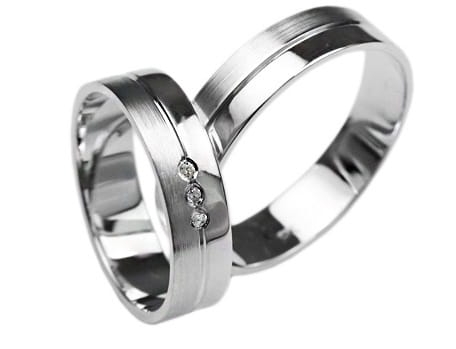 Srebrne obrączki ślubne płaskie z cyrkoniami 6mm Silvery  Sv018