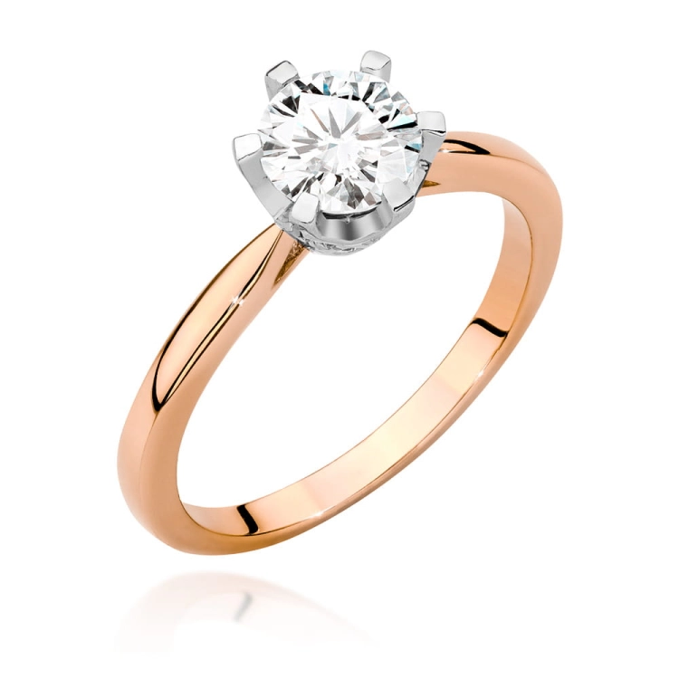 Pierścionek zaręczynowy z różowego złota z diamentami 0,76ct Fire Of Love BW-539-0,76ct-r