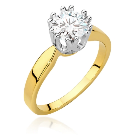 Przejdź do produktu Pierścionek zaręczynowy z żółtego złota z diamentem 1,00ct Fire Of Love 