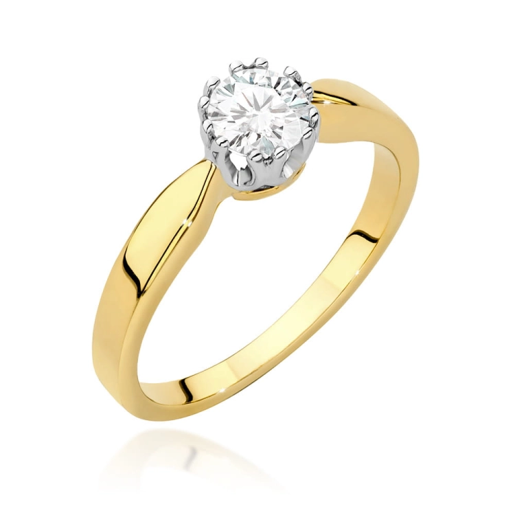 Pierścionek zaręczynowy z żółtego złota z diamentem 0,40ct Fire Of Love GW-541-0,40ct