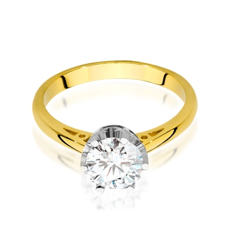 Przejdź do produktu Pierścionek zaręczynowy z żółtego złota z diamentem 1,00ct Fire Of Love 
