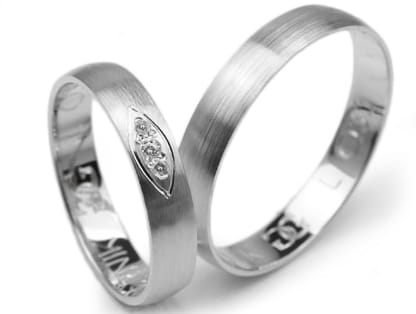 Obrączki ślubne z białego złota półokrągłe z cyrkoniami 4mm Lovely L033-b